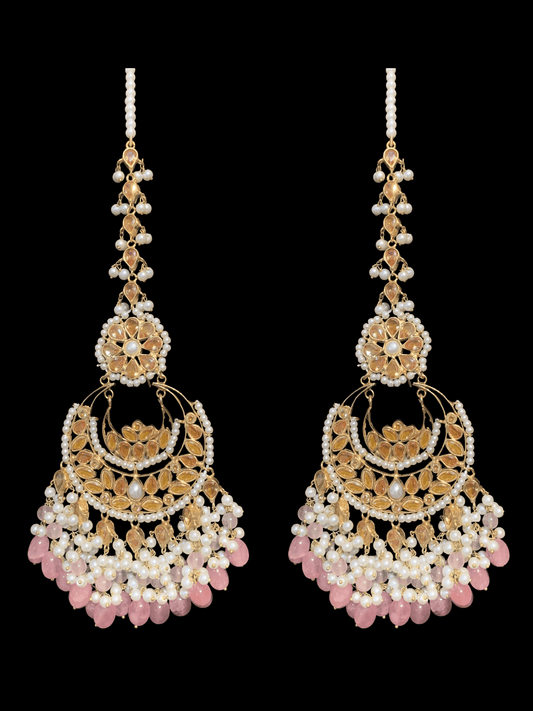 DER297 pearls and rose quartz rose quartz  earrings ( READY TO SHIP)