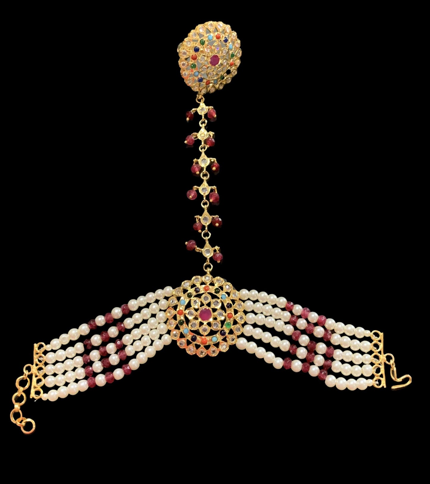 HP13 Trikha  haath Phool (navratan )  -ONE PAIR ( READY TO SHIP )
