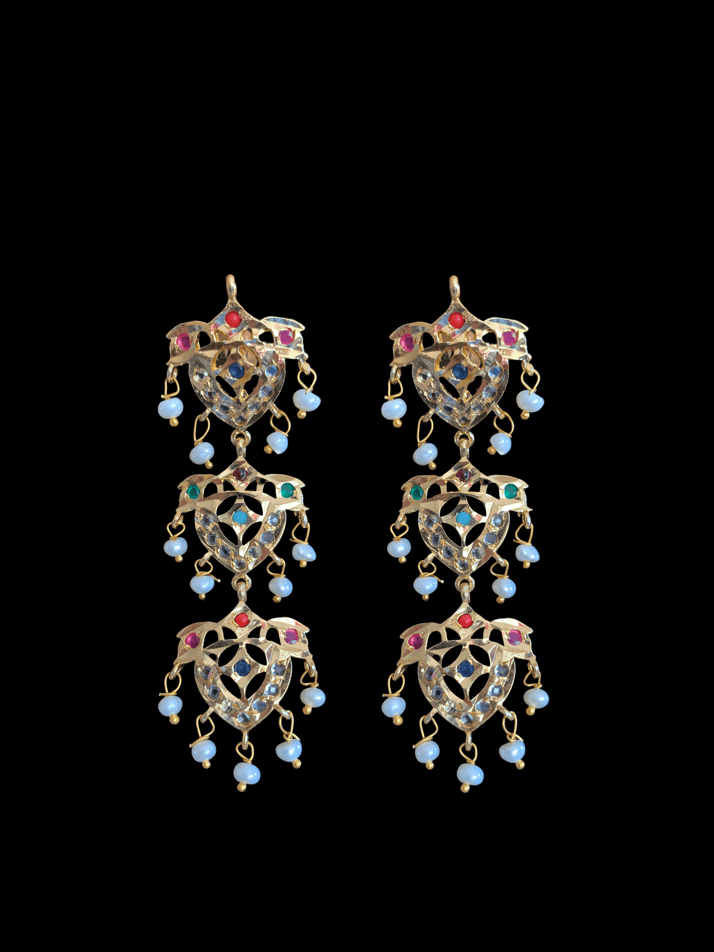 SAT8  Talia  satlada in fresh water pearls - navratan  (READY TO SHIP)