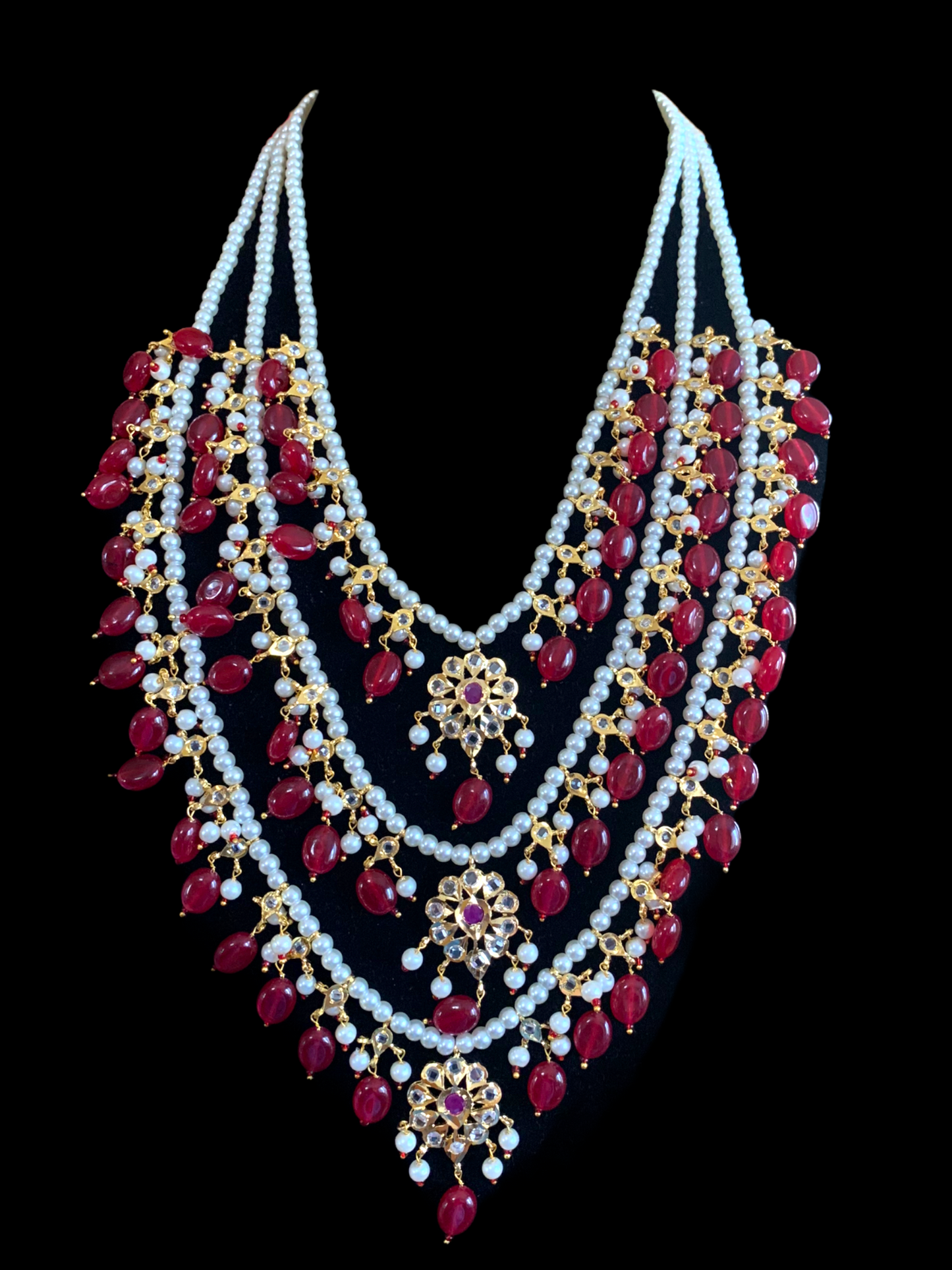SAT68 Fiona three layer necklace set - ruby (SHIPS IN 3 WEEKS )