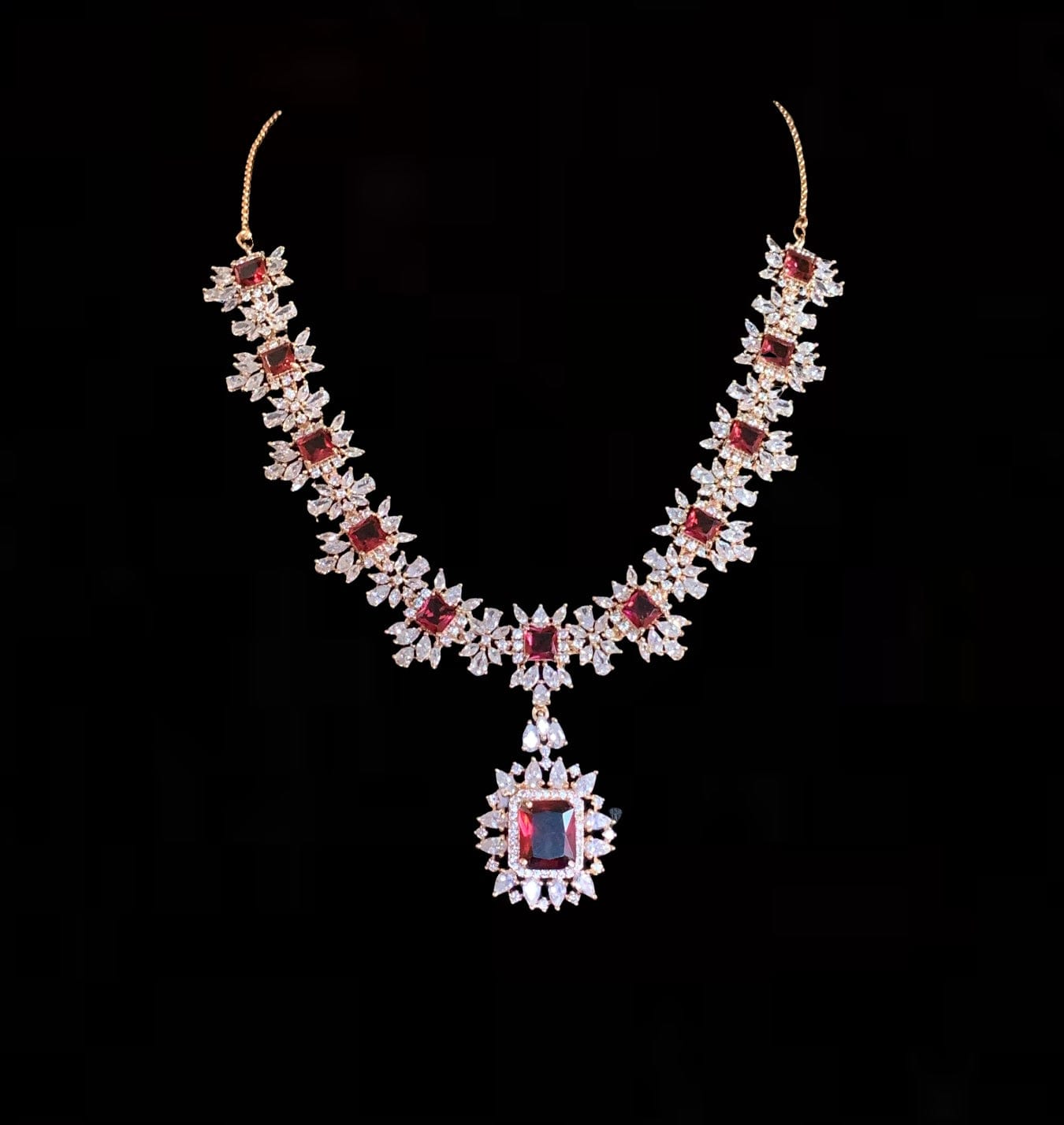 BR29 Sarah  gold plated cz set in ruby  ( READY TO SHIP )