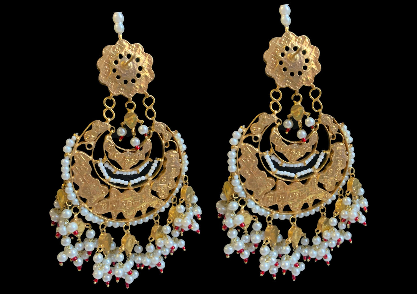 Mahira multicolor Pakistani kundan statement chandbali earrings DER19 (READY TO SHIP)  )