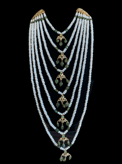 SAT49 Hyderabadi satlada in Fresh water pearls and emeralds ( SHIPS IN 2 WEEKS )
