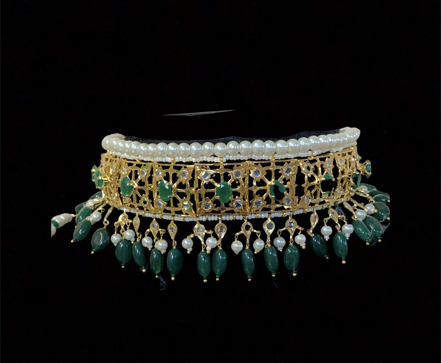 Insia jadavi lacha in emerald beads (SHIPS IN 2 WEEKS)