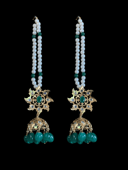 C110 jadavi lacha in emerald beads (SHIPS IN 2 WEEKS  )