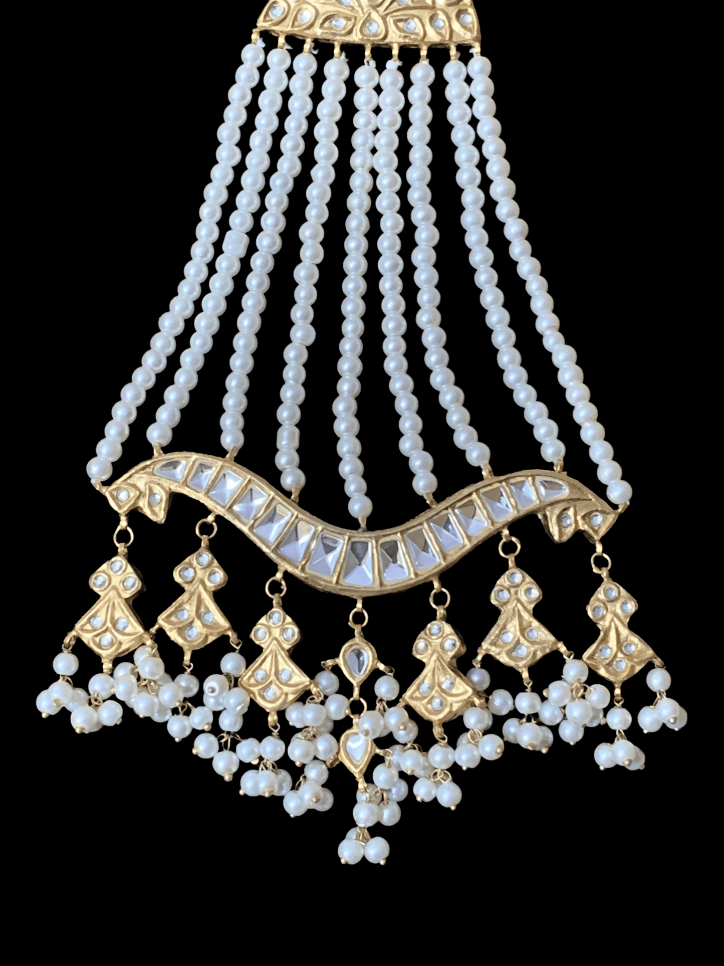 JTK23 Hiba kundan jhoomar tika in pearls ( READY TO SHIP  )