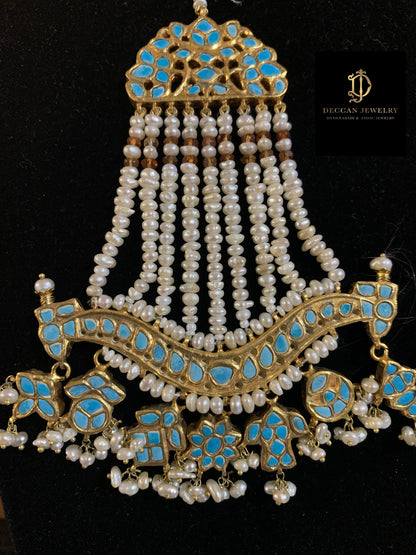 JTK1 Anuja jhoomar tika in feroza/ turquoise ( SHIPS IN 4 WEEKS )