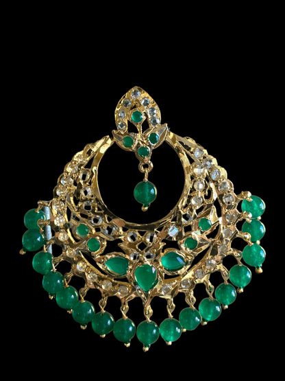 DER277  Noor chandbali in green   (SHIPS IN 3 WEEKS)