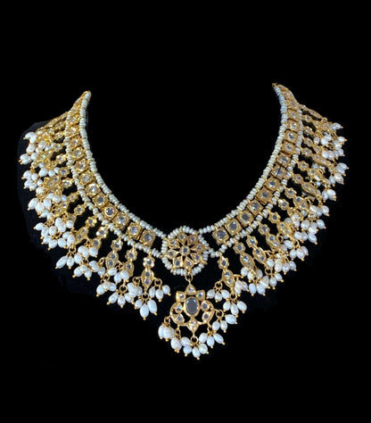 NS222 Kali hyderabadi necklace set in fresh water pearls (SHIPS IN 2 WEEKS )