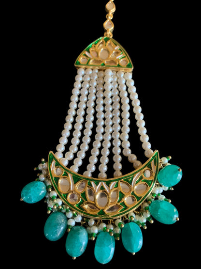 DJHR65 kundan jhoomar  in green ( READY TO SHIP)