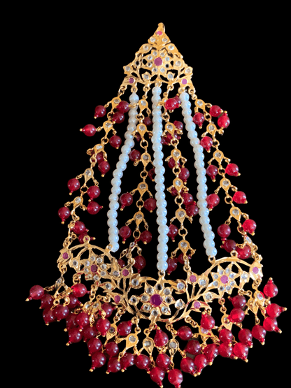 JTK28 Hira Bridal jhoomar and tika in rubies (SHIPS IN 3 WEEKS  )