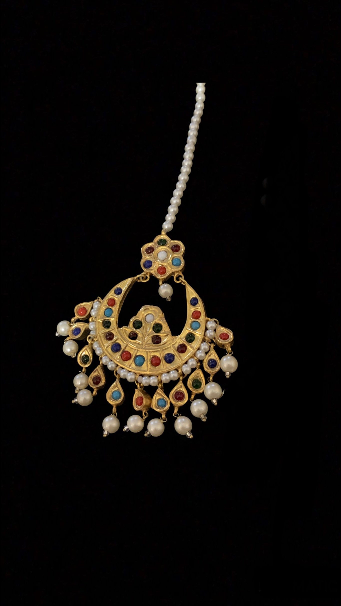 JTK20 Amrita navratan  kundan bridal jhoomar ( SHIPS IN 4 WEEKS )