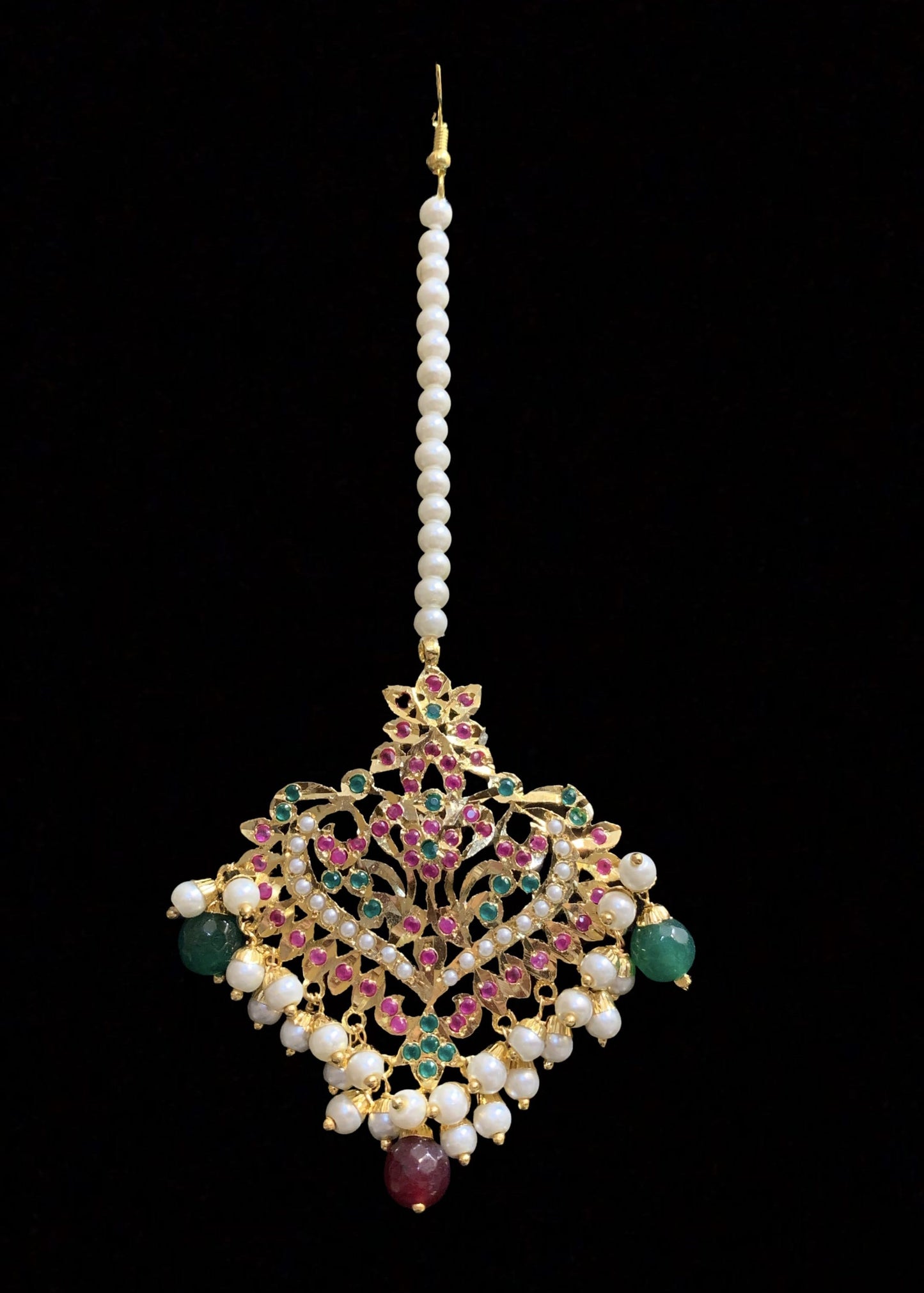 DJET104 Afreen Ruby emerald earrings tika ( SHIPS IN 4 WEEKS )