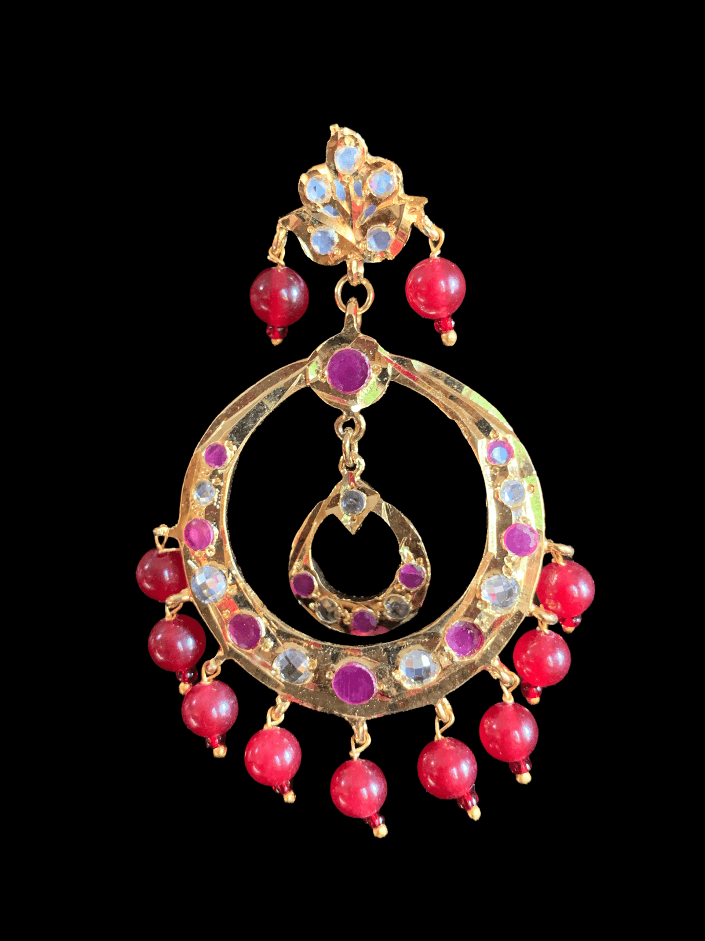 DER620 Neda Chandbali - red / ruby   ( READY TO SHIP )