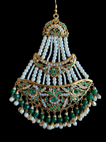 DJHR43 jadau jhoomar in green ( READY TO SHIP)