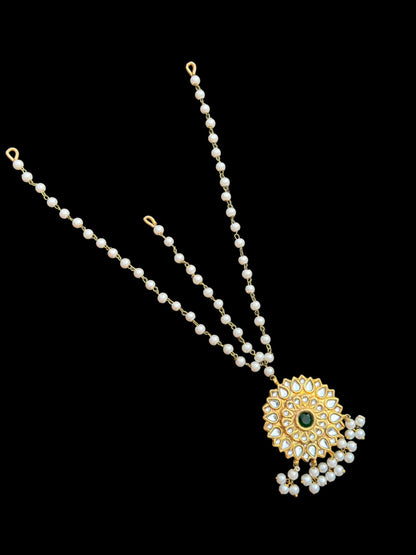 DJTK127 kundan mathapatti  with pearls ( READY TO SHIP )