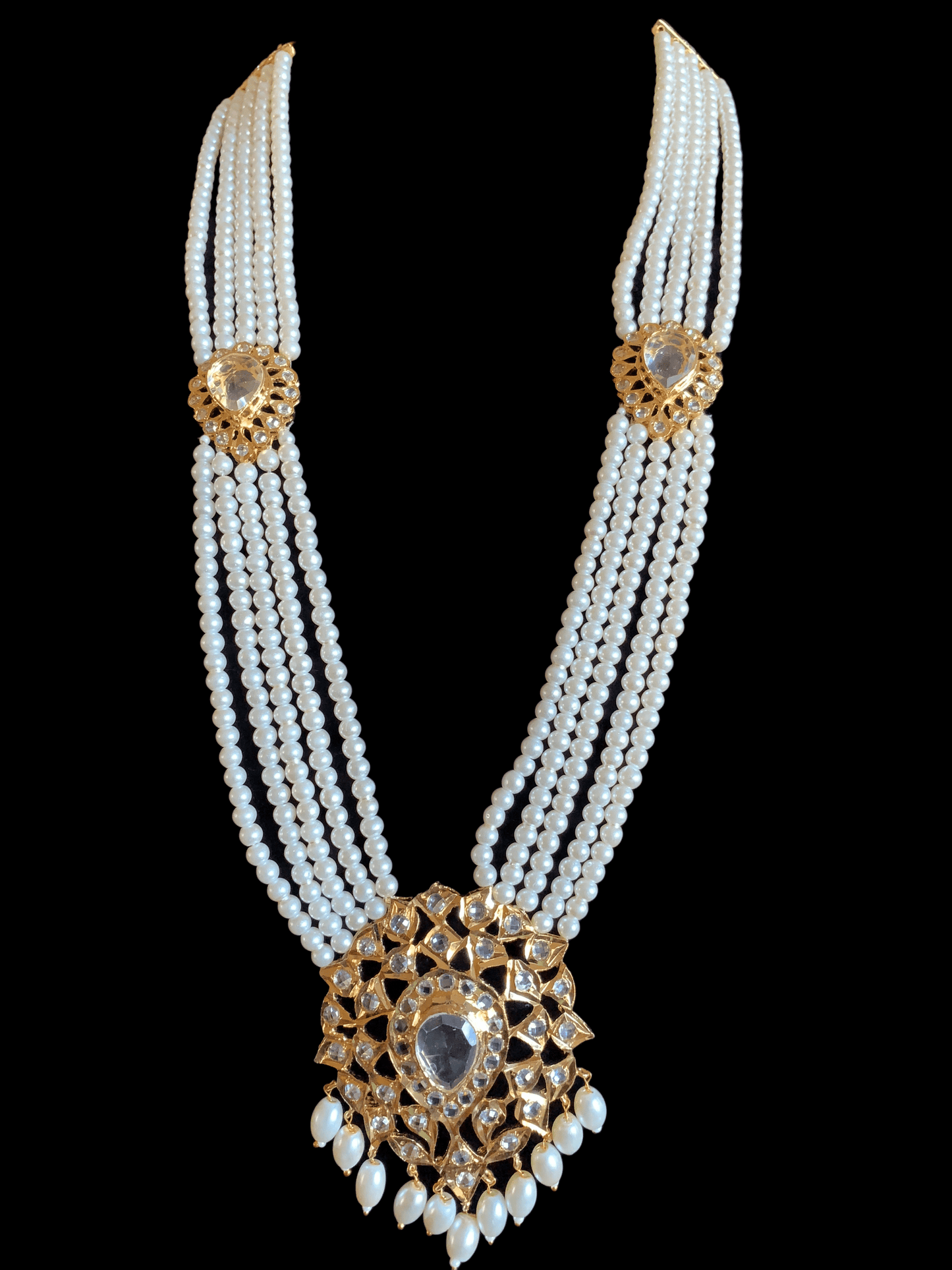 LN154 Rachel pearl  long necklace set , (SHIPS IN 4 WEEKS )