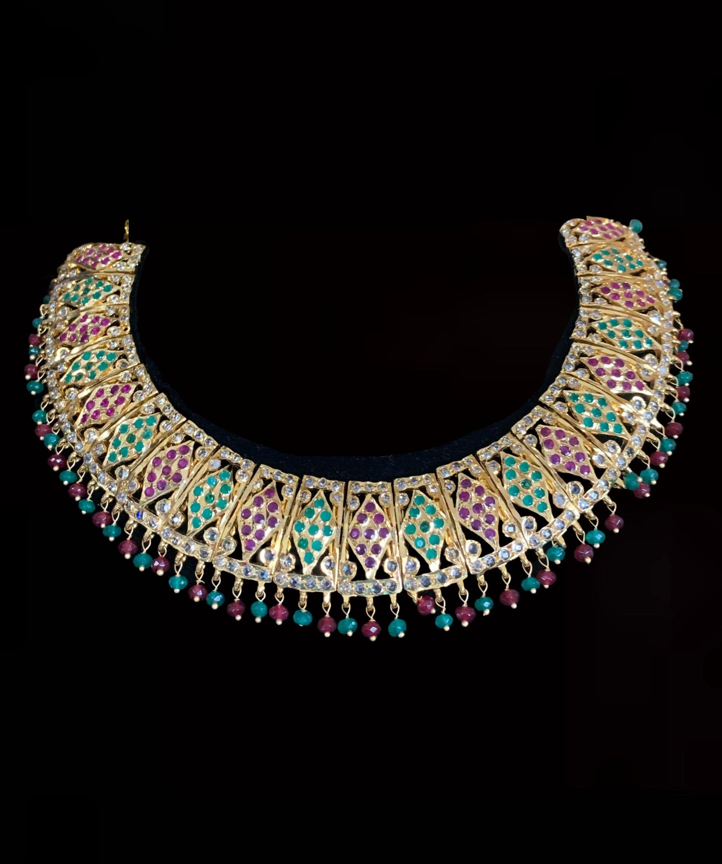 BR107 Zoya bridal Hyderabadi set in ruby emerald (SHIPS IN 4 WEEKS )