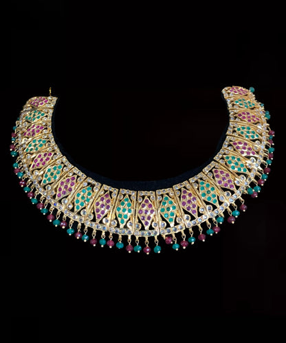 BR107 Zoya bridal Hyderabadi set in ruby emerald (SHIPS IN 4 WEEKS )