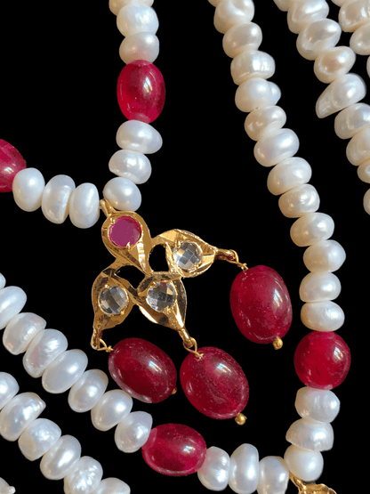 SAT66 Insia Hyderabadi satlada in fresh water pearls and rubies( SHIPS IN 3 WEEKS  )