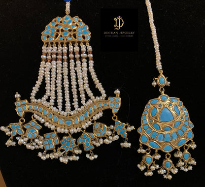 JTK1 Anuja jhoomar tika in feroza/ turquoise ( SHIPS IN 4 WEEKS )