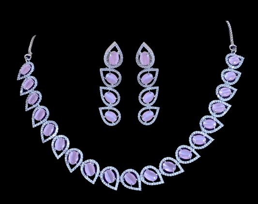 NS147 Nur cz necklace - pink ( READY TO SHIP )
