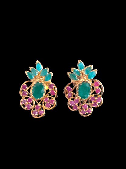 PS425  Ruby emerald pendant set in fresh water pearls ( READY TO SHIP )