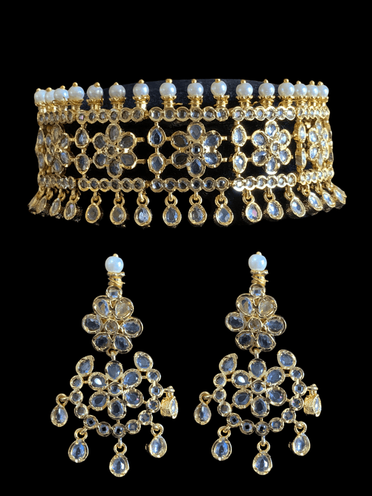 C130 Chaya fresh water pearl choker with earrings ( SHIPS IN 4 WEEKS )