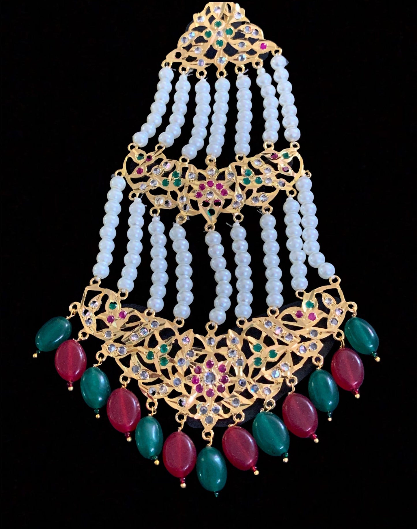 DJHR2 Nisa jhoomar in red green ( SHIPS IN 4 WEEKS )
