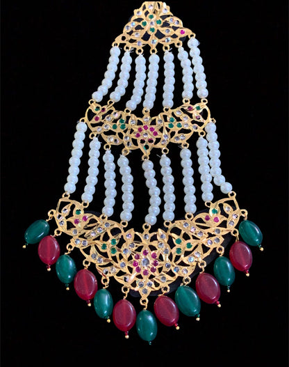 DJHR2 Nisa jhoomar in red green ( SHIPS IN 4 WEEKS )