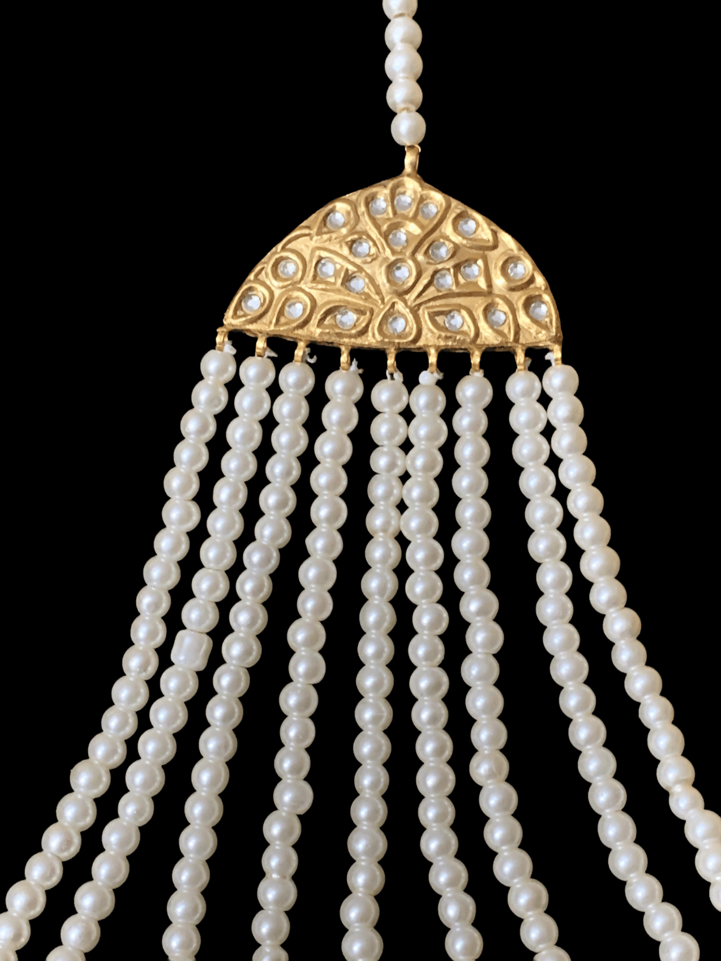 JTK23 Hiba kundan jhoomar tika in pearls ( READY TO SHIP  )