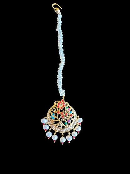 Navratan tika in fresh water pearls ( SHIPS IN 4 WEEKS )