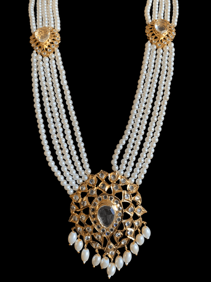 LN154 Rachel pearl  long necklace set , (SHIPS IN 4 WEEKS )