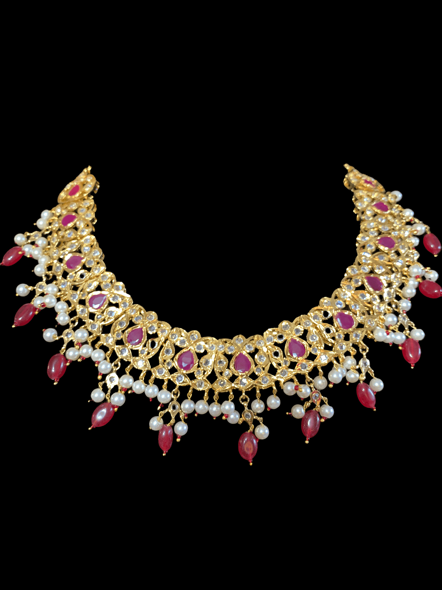 NS25 Smitha necklace set  in rubies (SHIPS IN 4 WEEKS)