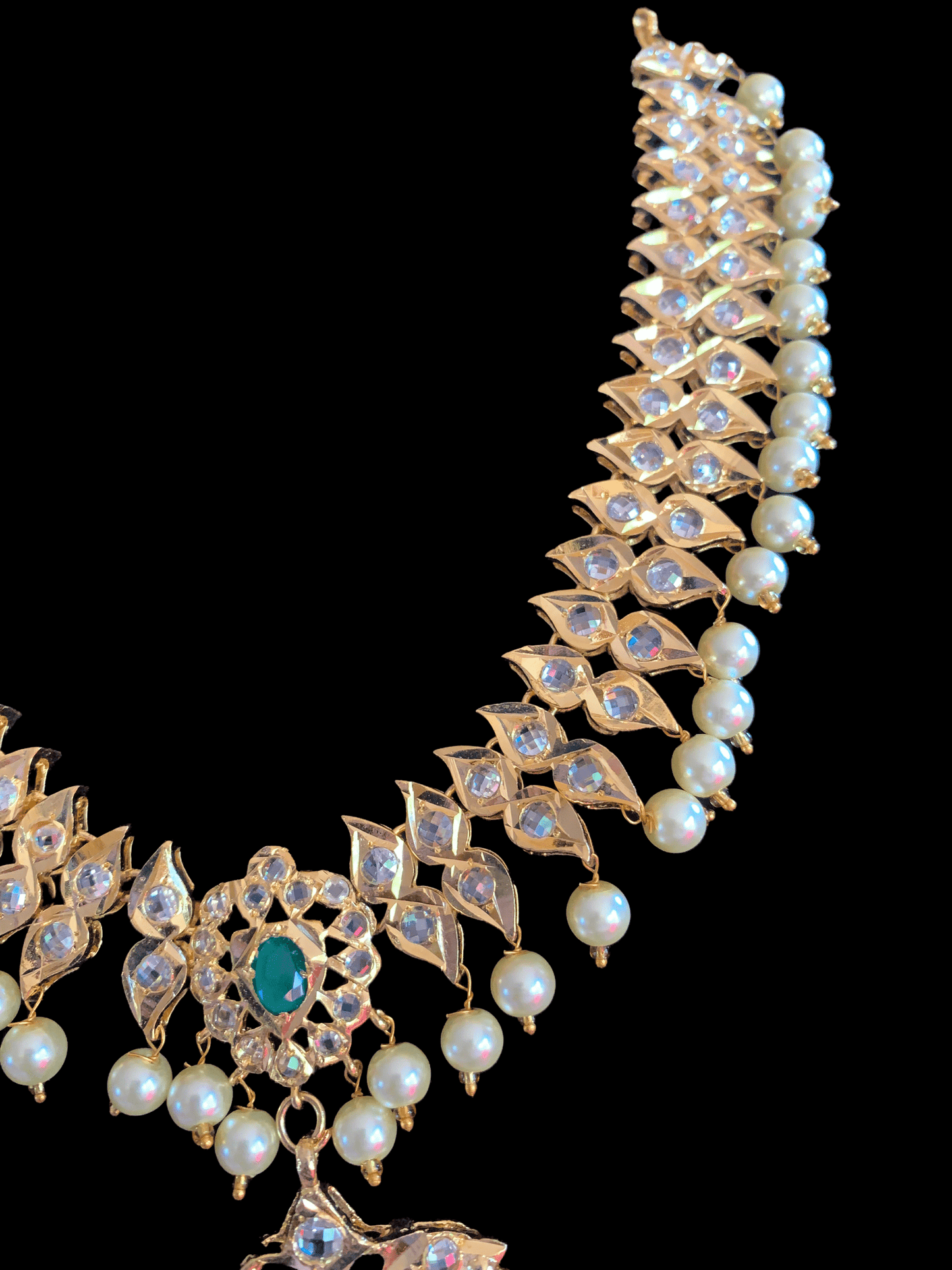 NS207  Ila nizami mango style bridal necklace with earrings in green ( SHIPS IN 4 WEEKS  )