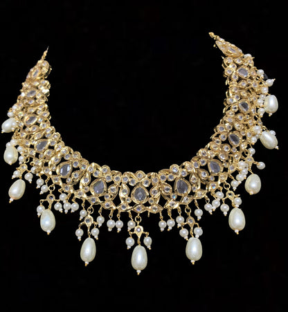 Smitha necklace set  in pearls  (SHIPS IN 1 WEEK )