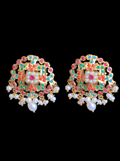 C126 Navratan jadau choker in fresh water pearls (SHIPS IN 4 WEEKS)