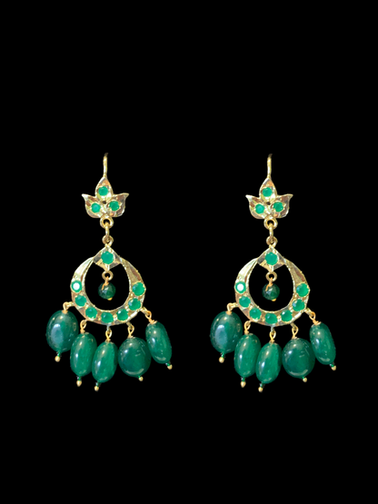 SAT71 Seema three layer  necklace with chandbali- green  ( READY TO SHIP )