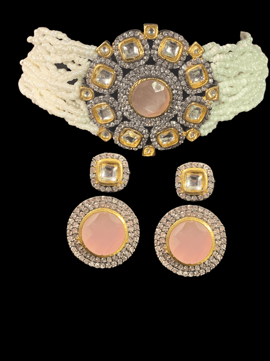 Cz  choker - pink    ( READY TO SHIP )