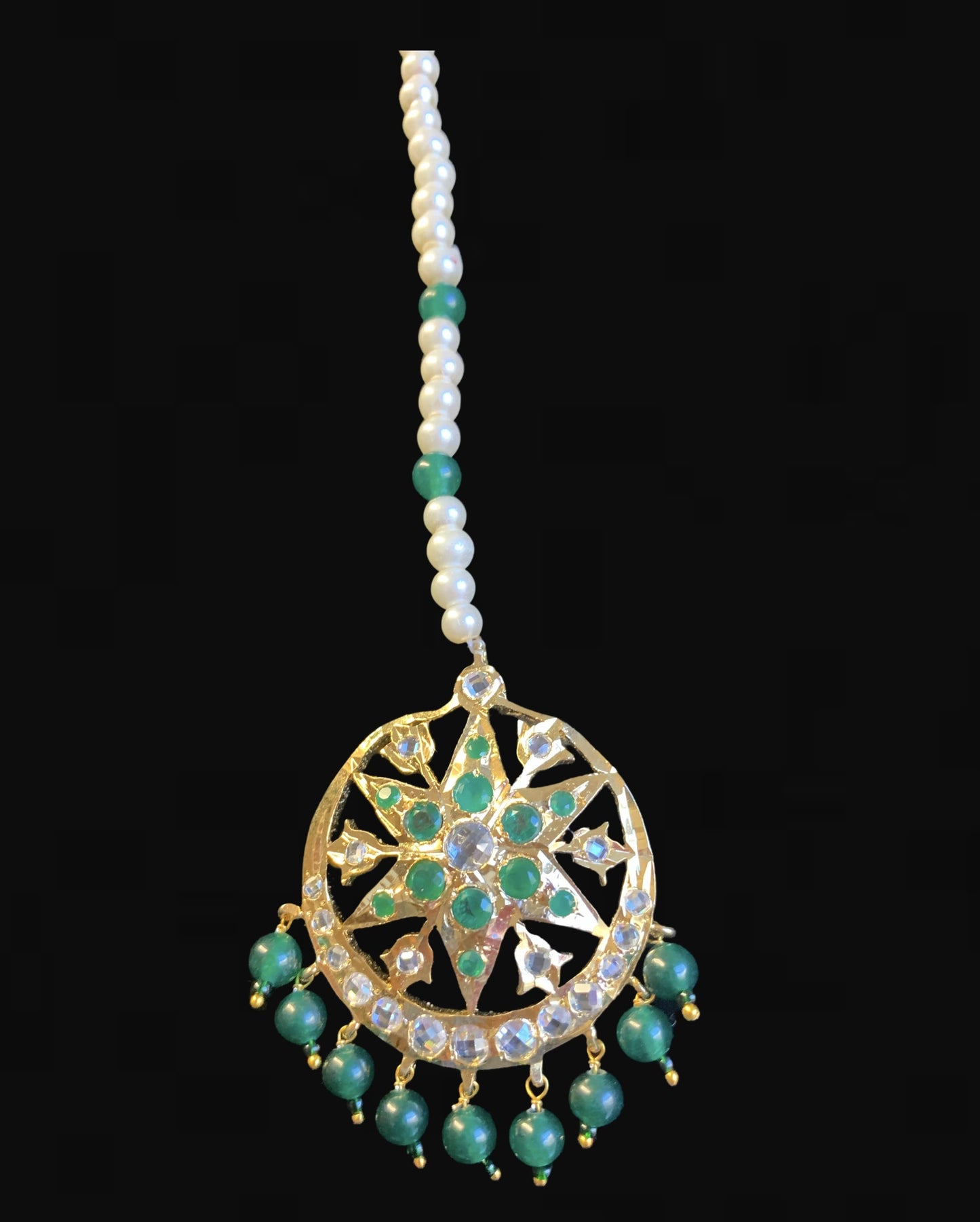 Manaal jhoomar tika in green ( SHIPS IN 4 WEEKS  )