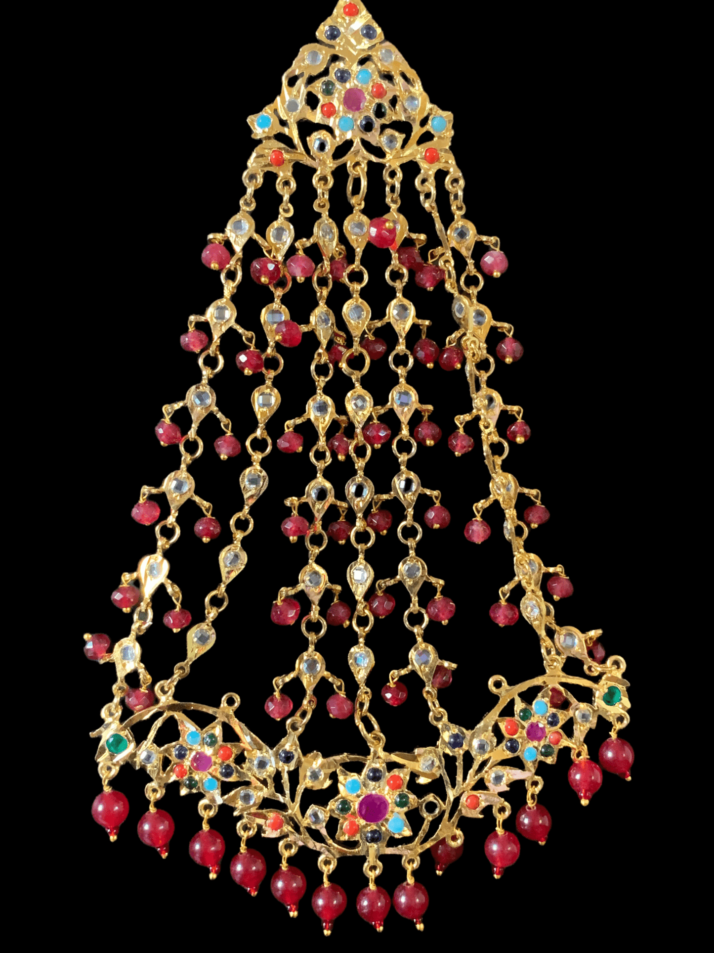 JTK00 Hira navratan  jhoomar tika  ( READY TO SHIP )