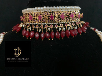 Jadavi lacha in ruby beads- semiprecious  ( SHIPS IN 3 WEEKS )