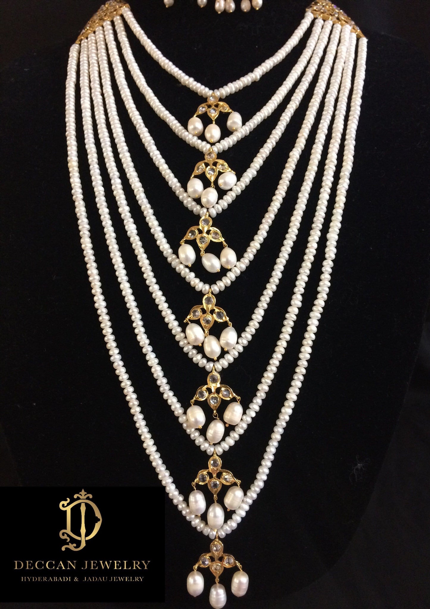 Hyderabadi satlada in fresh water pearls ( READY TO SHIP )