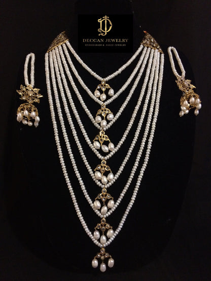 Hyderabadi satlada in fresh water pearls ( READY TO SHIP )