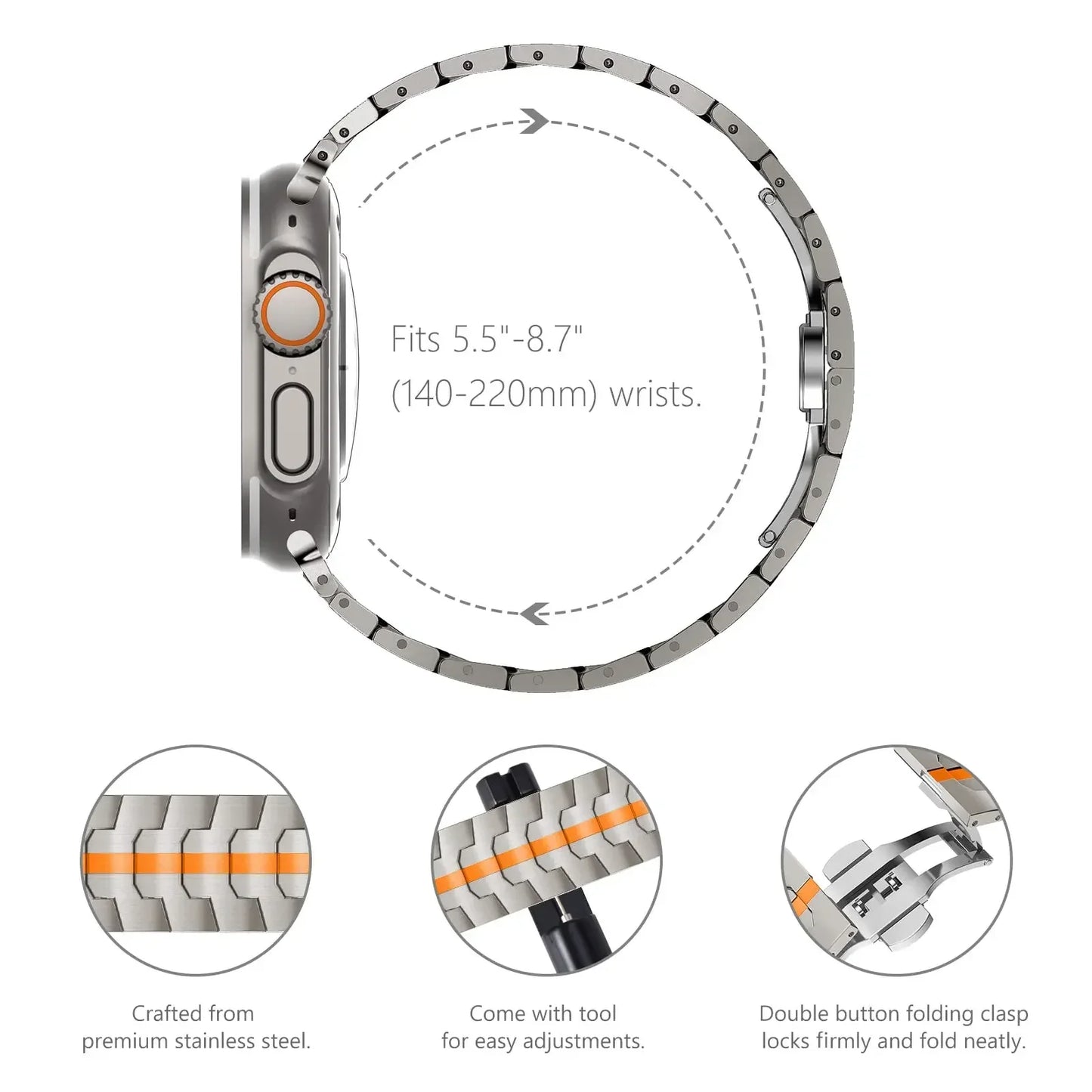 Titanium Steel Apple Watch Band Series 11/10/9/8/7/6/5/4/ SE / Ultra 1/2/3