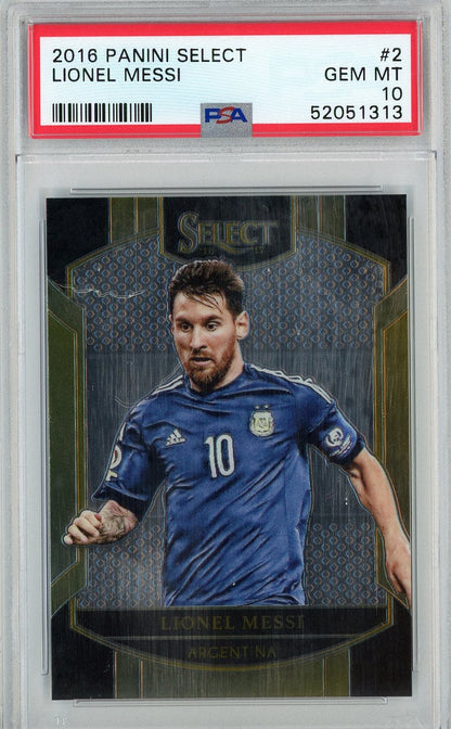 Graded 2016 Panini Select Lionel Messi #2 Soccer Card PSA 10 Gem Mint