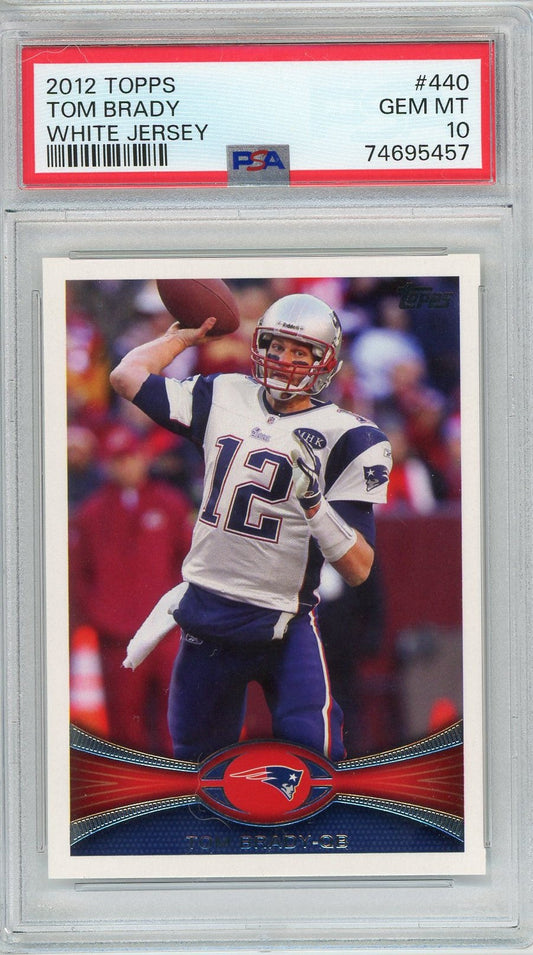 Graded 2012 Topps Tom Brady #440 White Jersey Football Card PSA 10 Gem Mint