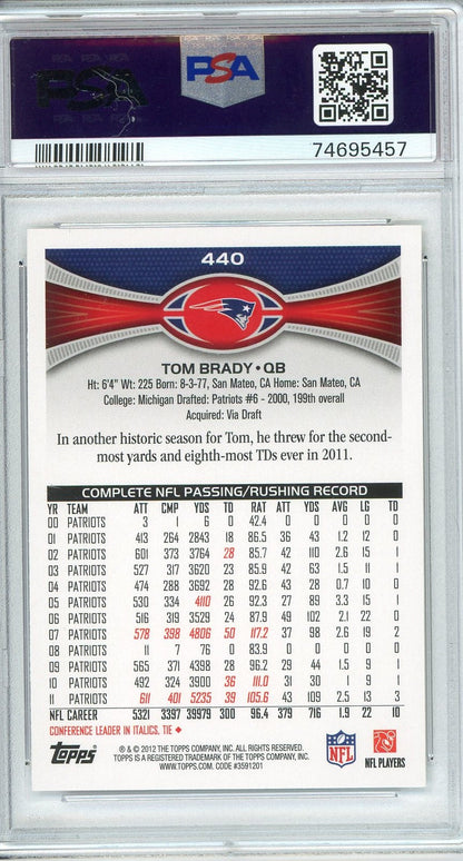Graded 2012 Topps Tom Brady #440 White Jersey Football Card PSA 10 Gem Mint