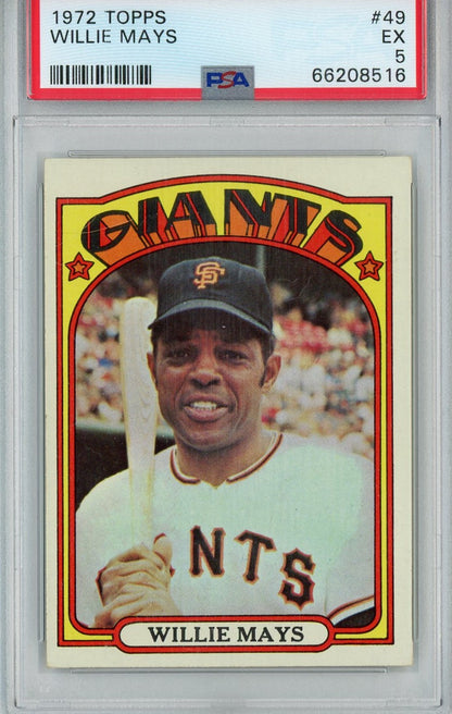Graded 1972 Topps Willie Mays #49 Baseball Card PSA 5 Excellent