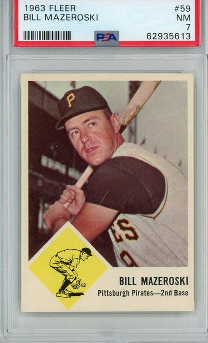 Graded 1963 Fleer Bill Mazeroski #59 Baseball Card PSA 7 Near Mint